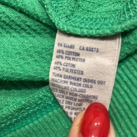 American Eagle Outfitters Vintage Ribbed Green Pullover Logo Front Crewneck S - Picture 6 of 7